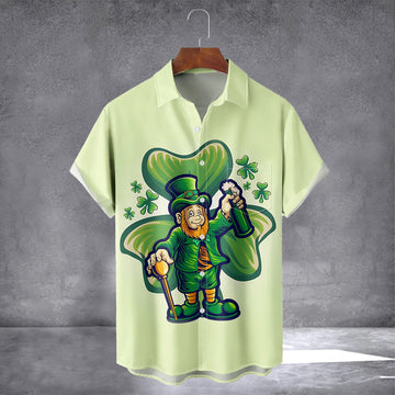Irish St Patrick's Day Lucky Clover Beer Hawaiian Shirt With Pocket March 17 Holiday Shirt
