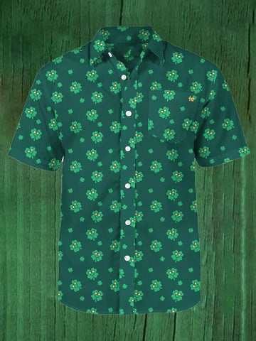 St Patrick's Day Shamrock Button Up Shirt St Patty’s Outfits Funny Gifts For Him Ireland