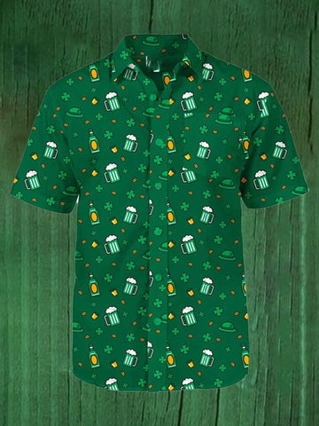 St Patrick's Day Shamrock Button Up Shirt Ice Cold Clover St Patty’s Day Apparel For Men