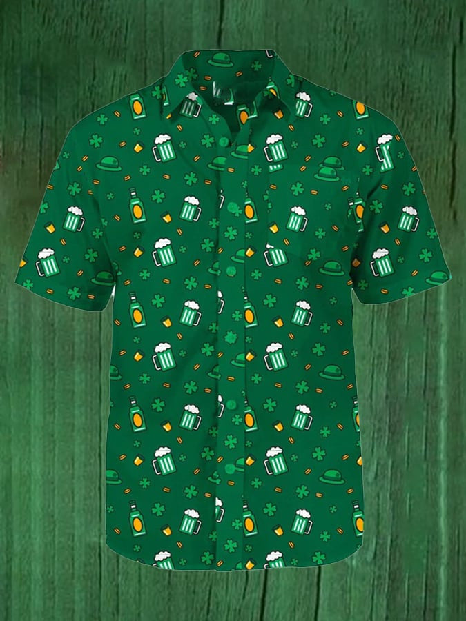St Patrick's Day Shamrock Button Up Shirt Ice Cold Clover St Patty’s Day Apparel For Men