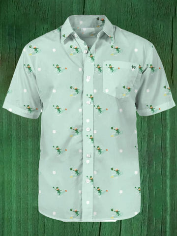St Patrick's Day Leprechaun Liftoff Button Up Shirt St Patty’s Day Apparel Gifts For Him