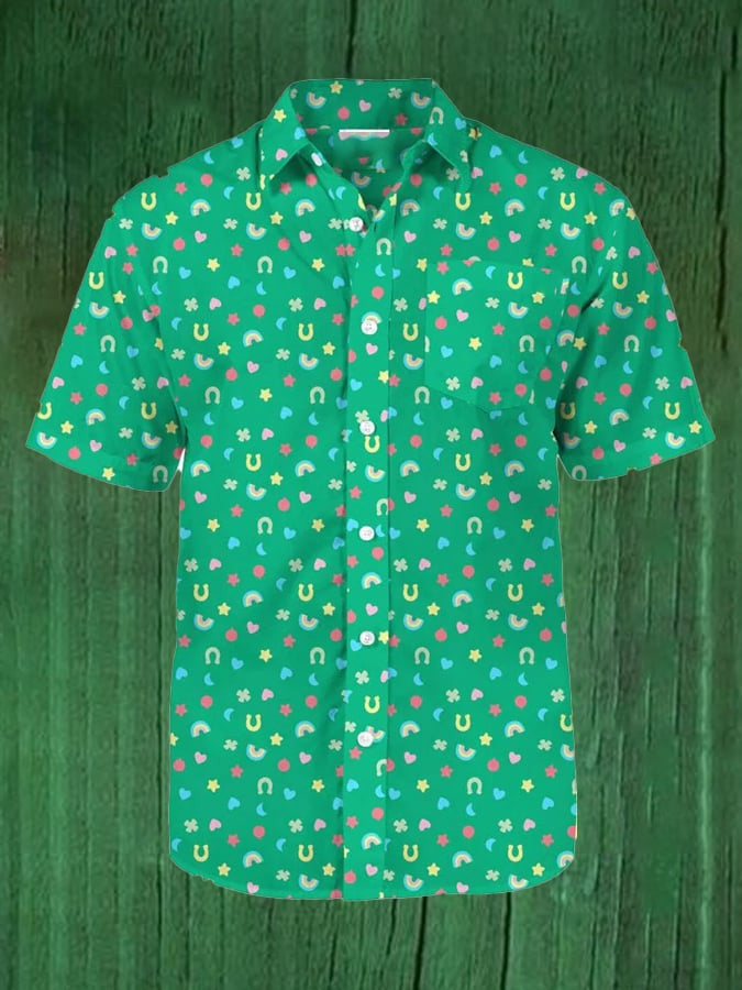 St Patrick's Day Lucky Charmer Button Up Shirt St Paddy’s Day Apparel Gifts For Boyfriend