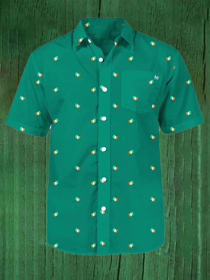 St Patrick's Day Irish Flag Button Up Shirt St Patty’s Day Apparel Cool Gifts For Guys Ireland