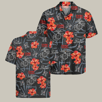 USMC 250th Anniversary Hawaiian Shirt Semper Fidelis Veteran Merch Gifts