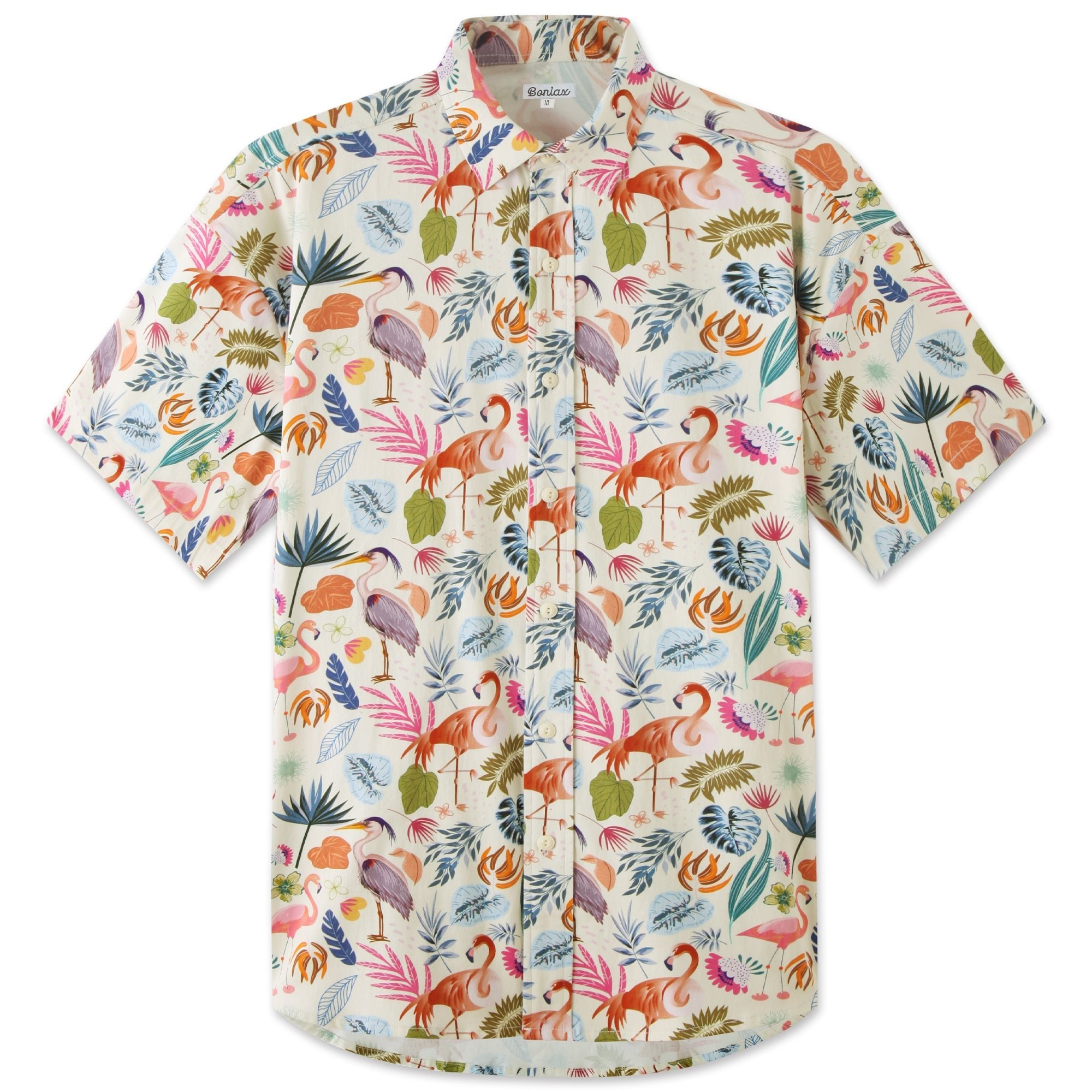 Tropical Flamingo Hawaiian Shirt Summer Beach Grahic Tee Father's Day Gifts For Husband