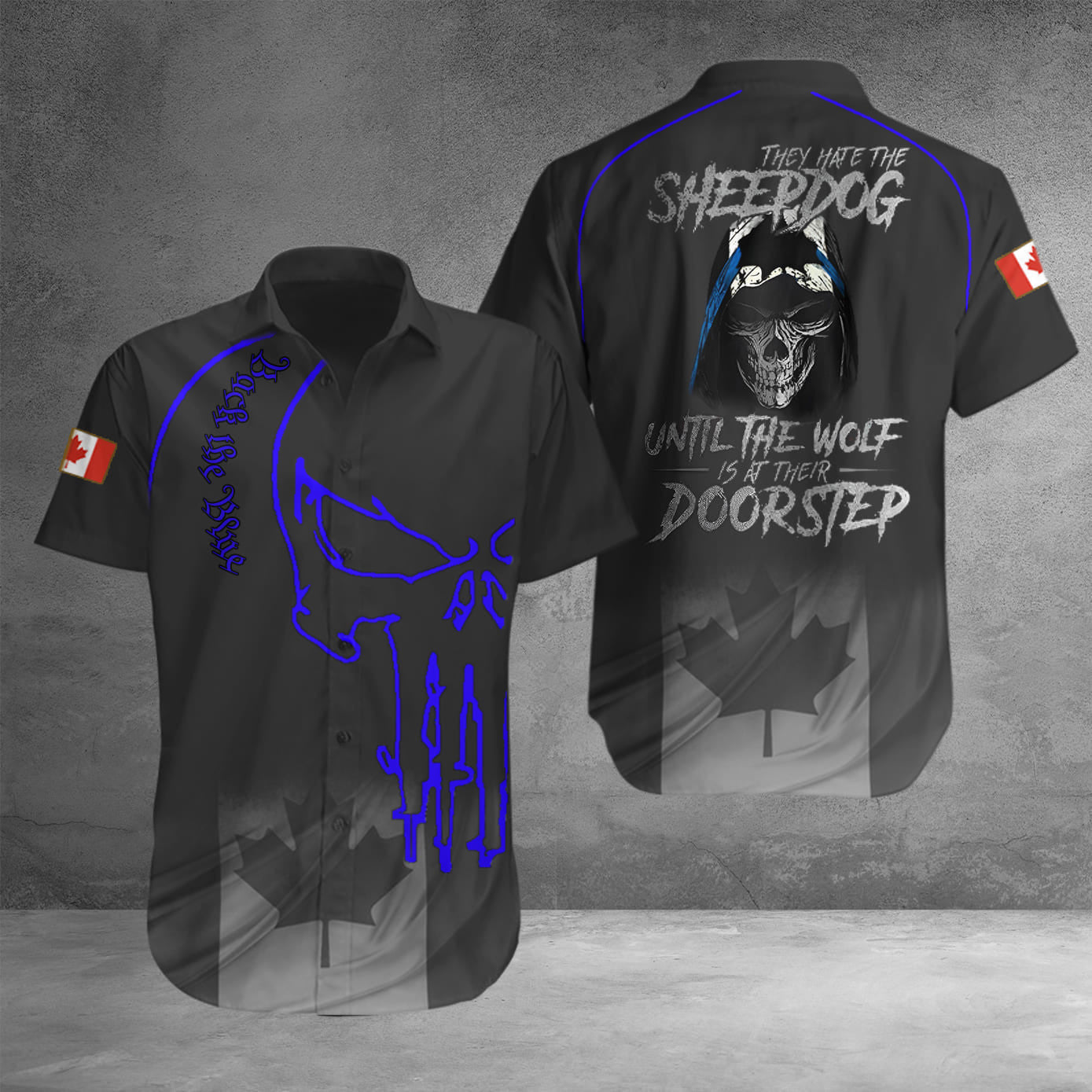 Canada Thin Blue Line They Hate The Sheepdog Hawaiian Shirt Support Law Enforcement Merch