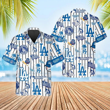 LA Los Angeles Dodgers Hawaiian Shirt Baseball Icon Stripe Aloha Shirt Dodgers Gifts For Him