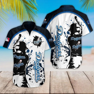 LA Los Angeles Dodgers Hawaiian Shirt Splatter Baseball Aloha Shirt Dodgers Holiday Gifts