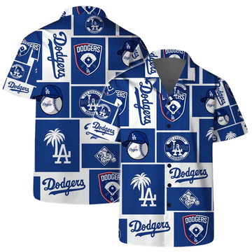 LA Los Angeles Dodgers Hawaiian Shirt Baseball Icon Block Aloha Shirt Game Day Fan Gifts