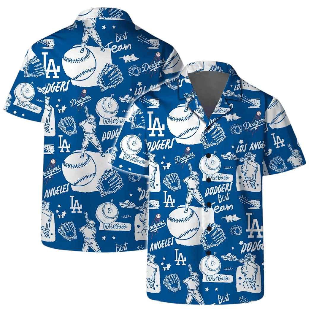 LA Los Angeles Dodgers Hawaiian Shirt Baseball Summer Beach Aloha Shirt Vacation Apparel