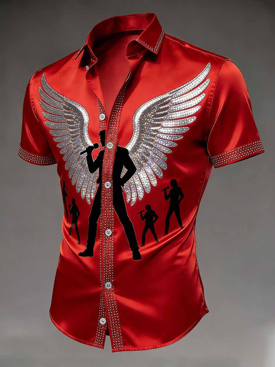 Michael Jackson Merch Movie MJ Angel Wings Sparkle Button Shirt Gift For Husband Who Loves MJ