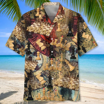 Chess Master Hawaiian Shirt Vintage Chessboard Pattern Aloha Shirt Father's Day Gifts Ideas