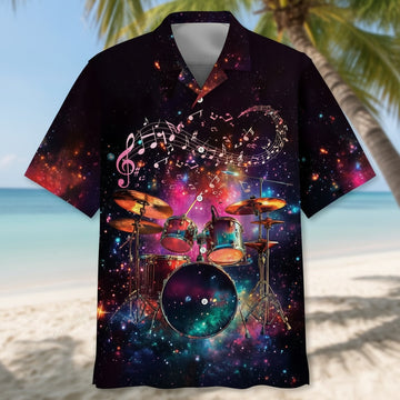 Drum Band Galaxy Hawaiian Shirt Music Lover Aloha Shirt Best Father's Day Gifts