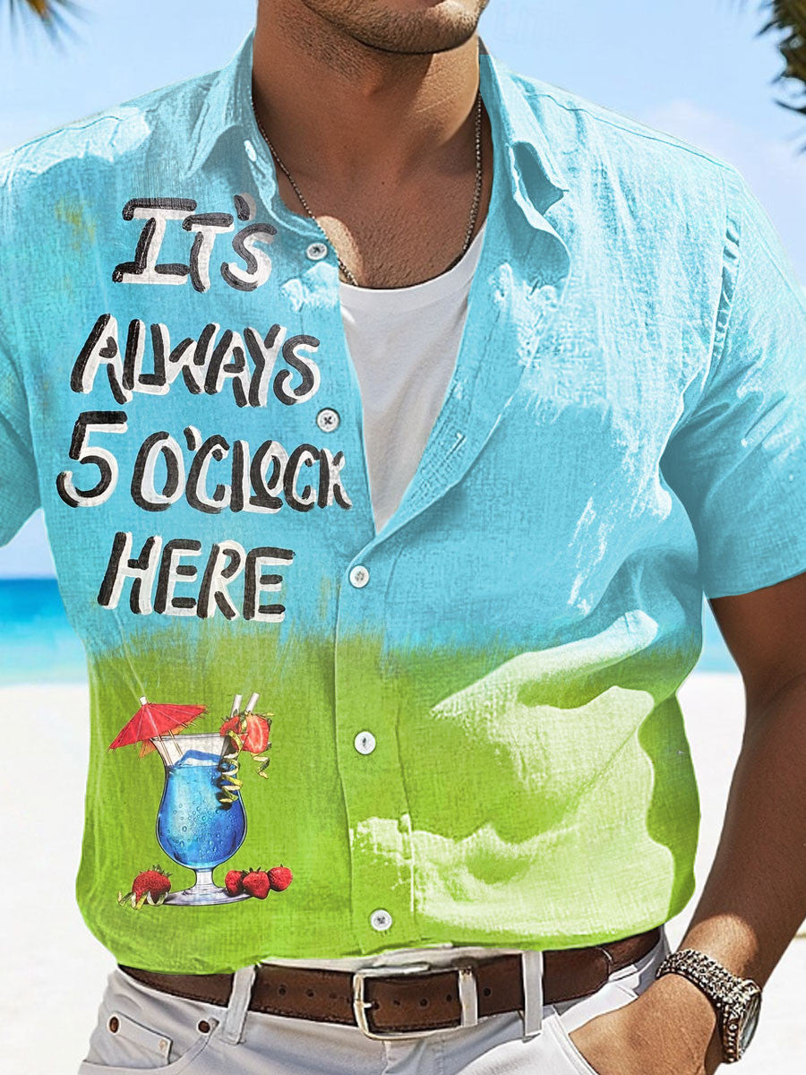 It's Always 5 O'Clock Here Hawaiian Shirt Jimmy Buffett Clothing Style Gift Idea