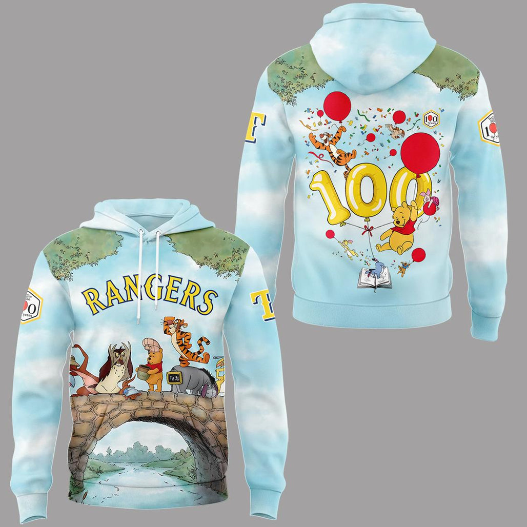 Texas Rangers Winnie Pooh 100th Anniversary 2026 Hoodie