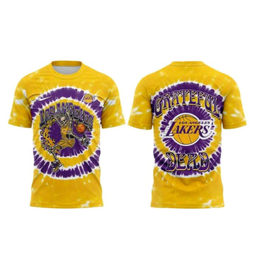 Los Angeles Lakers Grateful Dead Skeleton Dunker Tie Dye Shirt