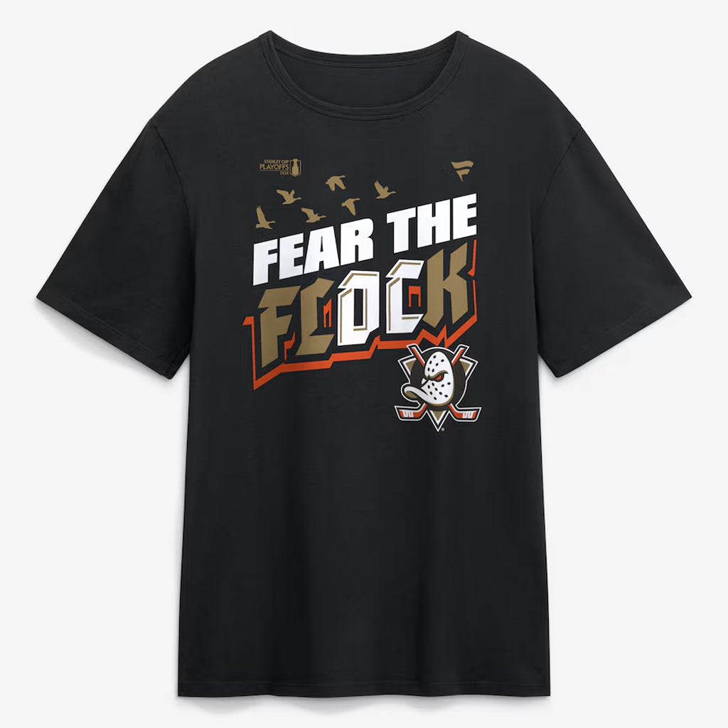 Anaheim Ducks Black 2026 Stanley Cup Playoffs Hometown Slogan Fear The Flock T-Shirt