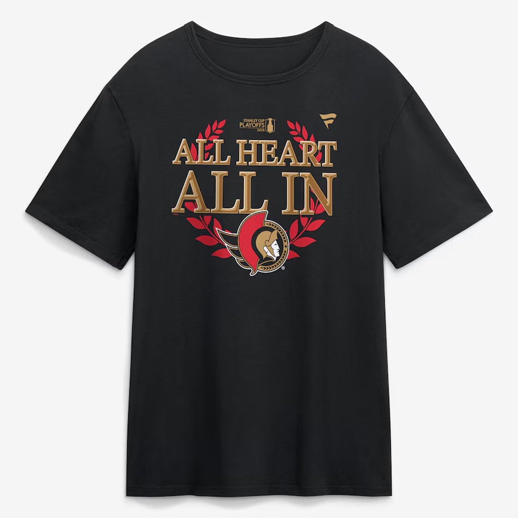 Ottawa Senators Black 2026 Playoff Hometown Slogan All Heart All In T-Shirt