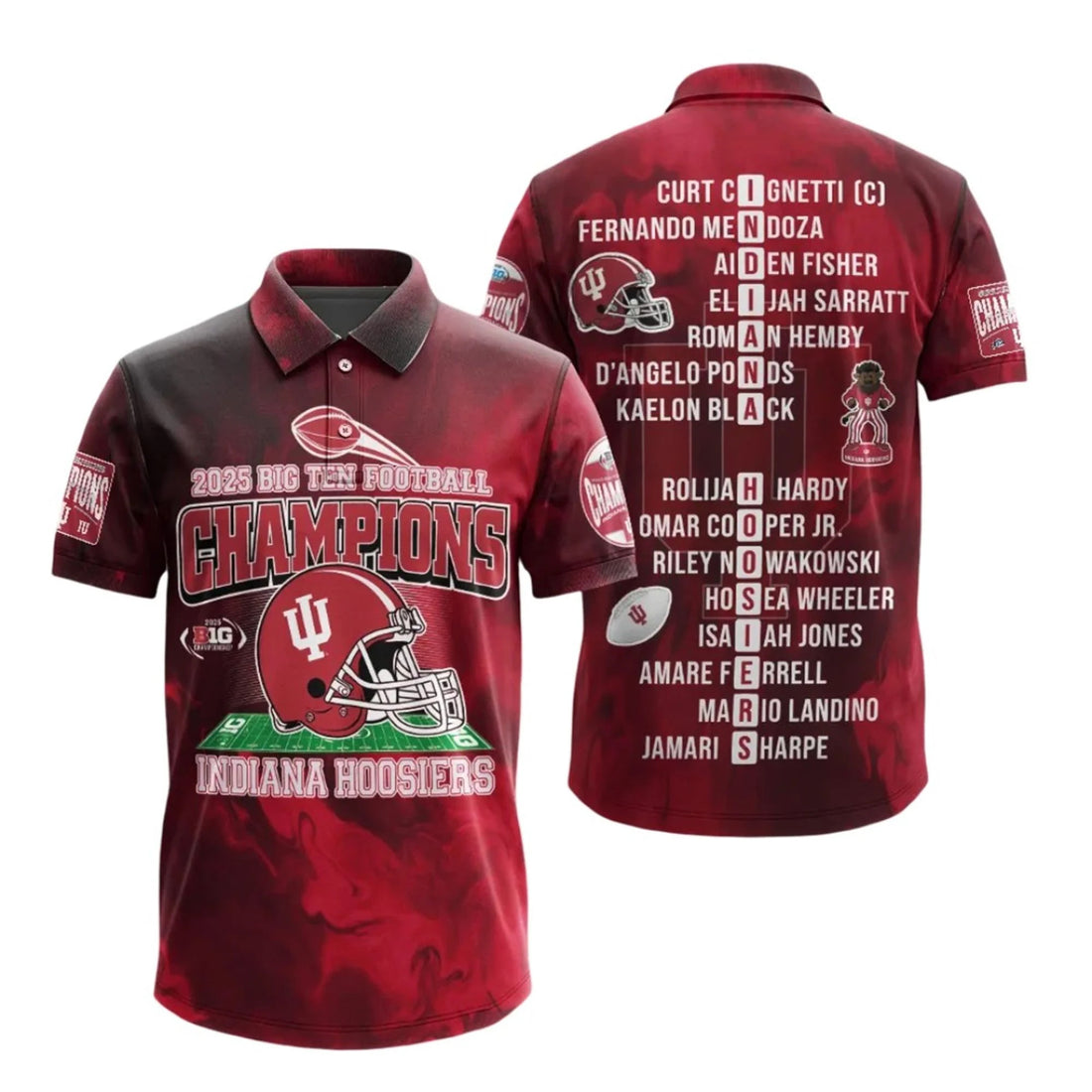 Big Ten Football Champions Indiana Hoodiers Polo Shirt 2025
