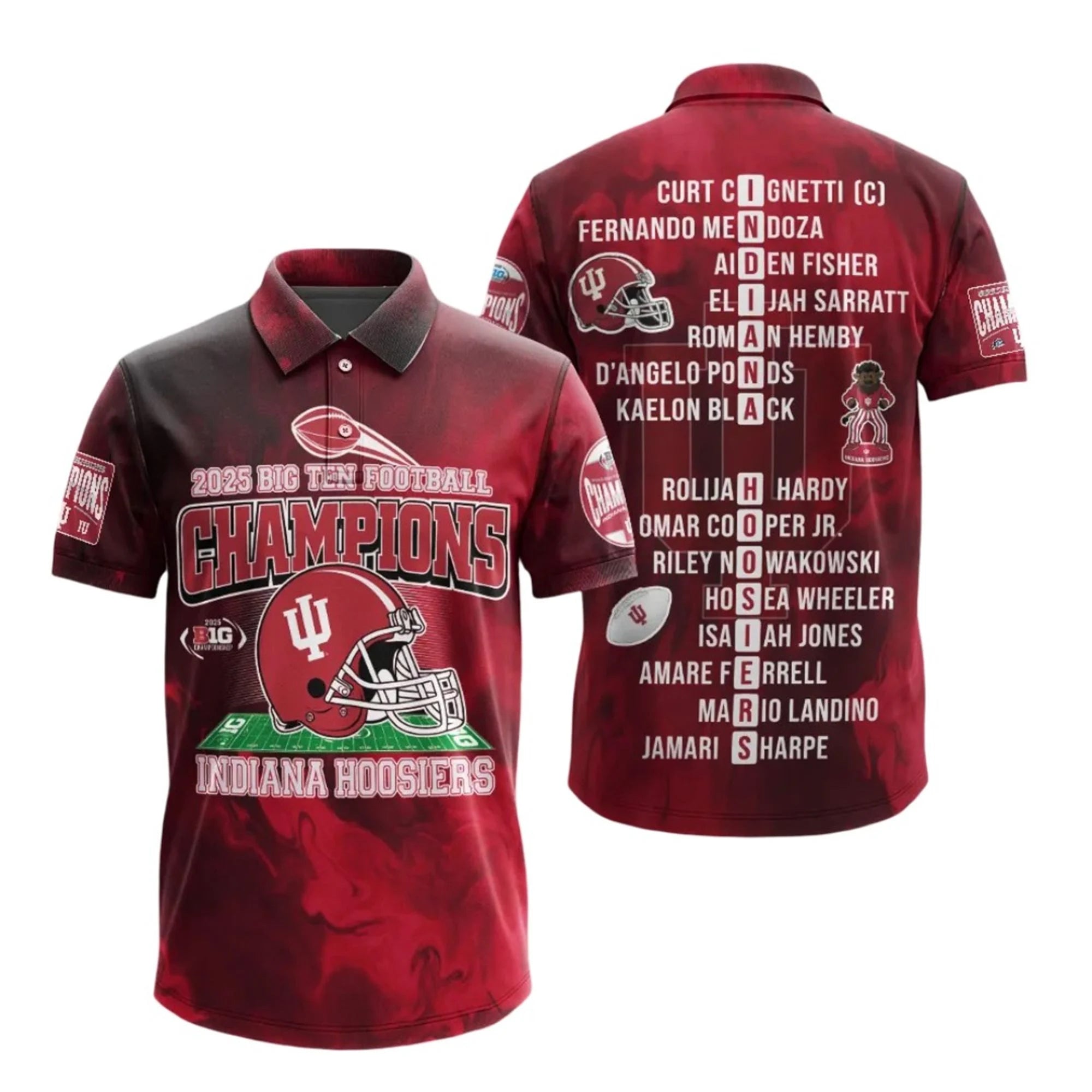 Big Ten Football Champions Indiana Hoodiers Polo Shirt 2025