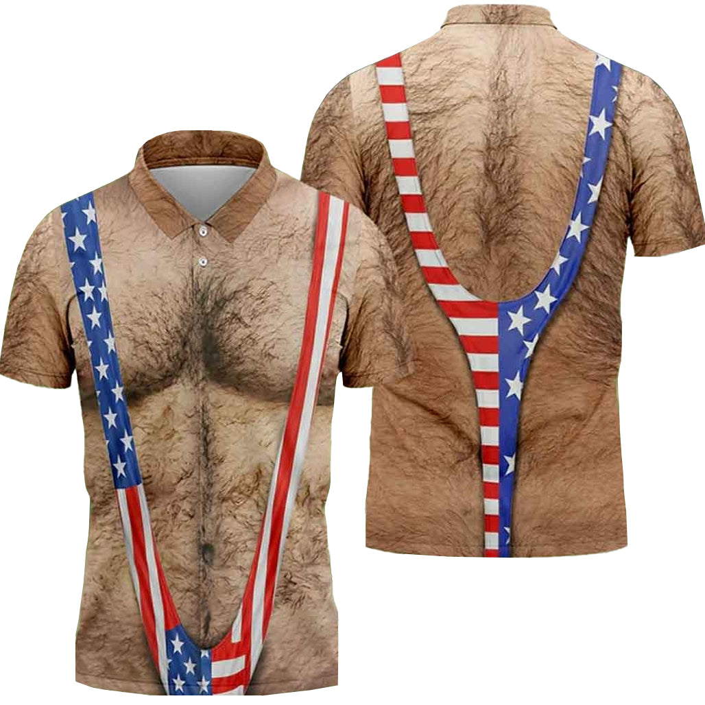 Hairy Body Funny 250Th Anniversary 4Th Of July Polo Shirt