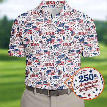 250Th American Independence Golf Polo Shirt Golfers Apparel Best Golf Presents