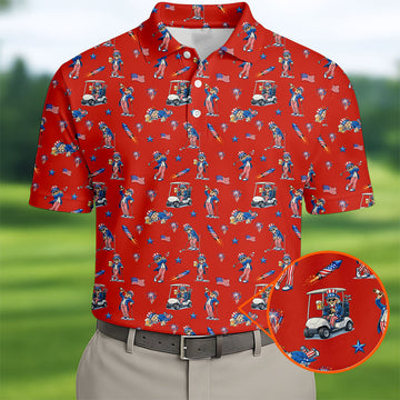 USA 250 Years Of Independence Polo Shirt Funny Man Golf And Beer Apparel Patriots Gifts For Dad