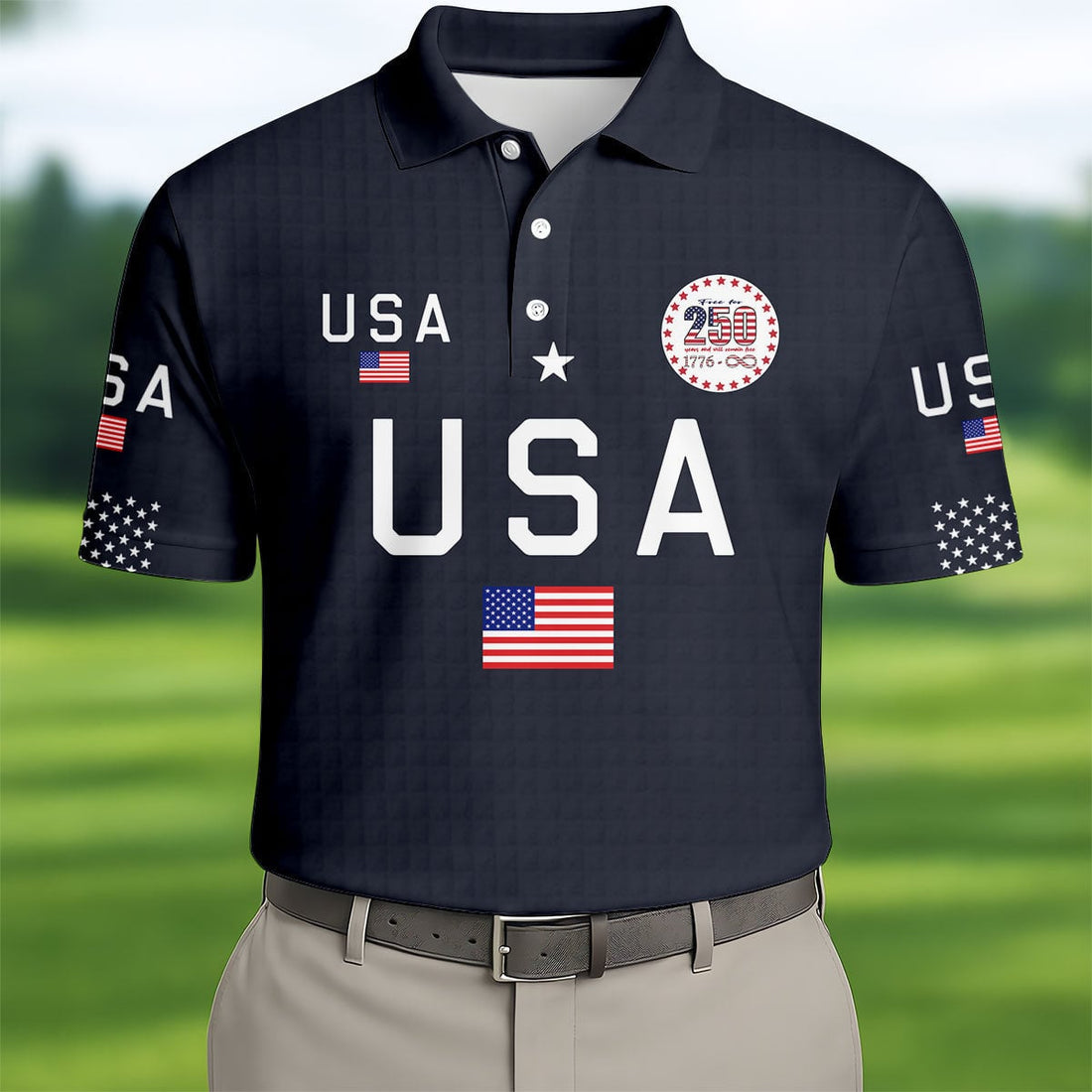 USA 250Th Anniversary Golf Polo Shirt Mens 4Th Of July Good Gifts For Dads