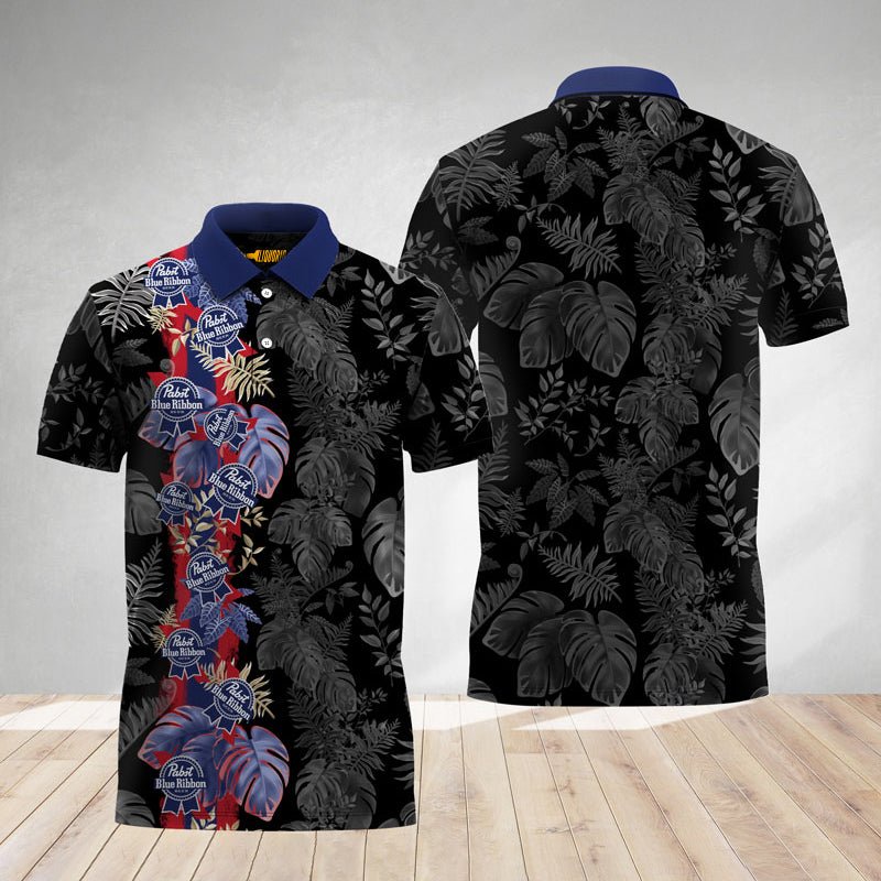 Pabst Blue Ribbon Tropical Alocasia Polo Shirt