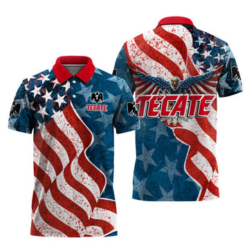 Tecate American Eagle Flag Polo Shirt