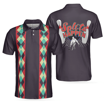 Splits Happen Plaid Bowling Shirt Simple Design Polo Shirt