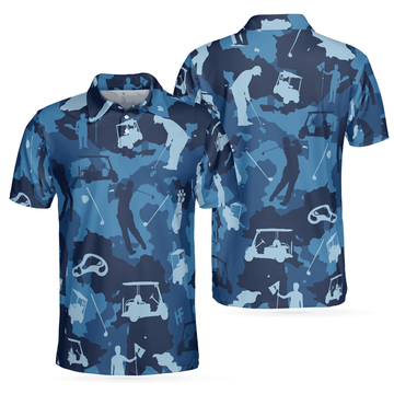 Golf Ocean Blue Camouflage Camo Golf Polo Shirt