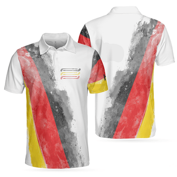 German Flag Special Golf Pattern Waterbrush Polo Shirt