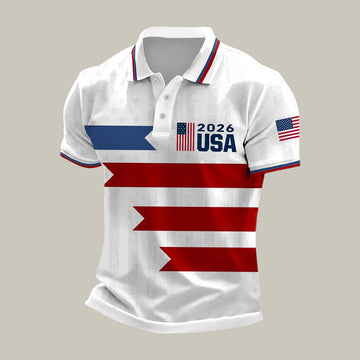 USA 2026 FIFA World Cup Polo Shirt American Flag World Cup Clothes Soccer Fans