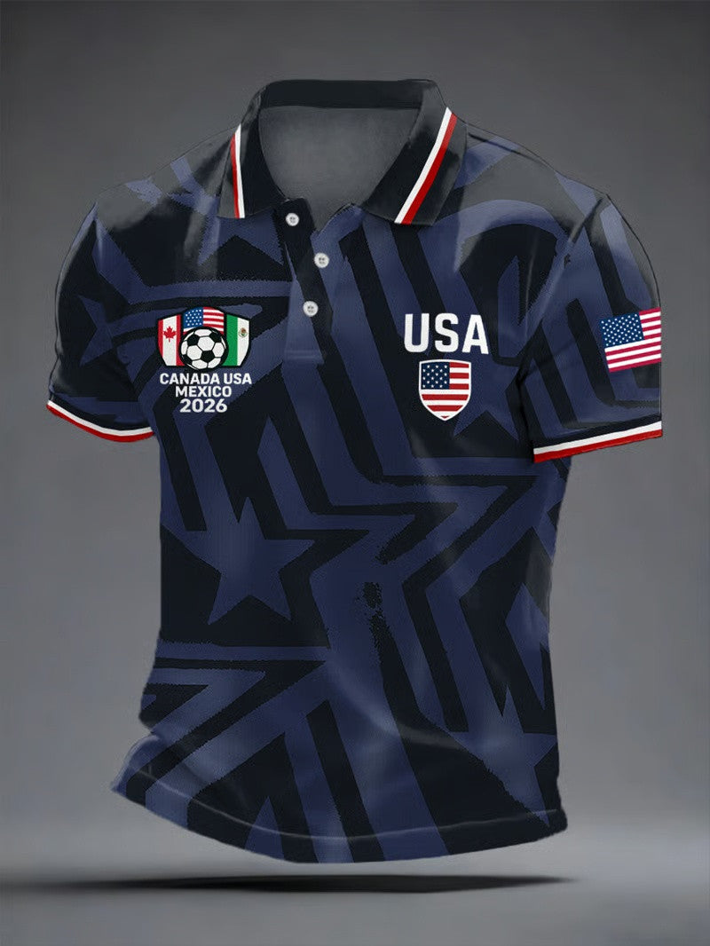 USA FIFA World Cup 2026 Polo Shirt Canada Mexico Host Nations Soccer Fan Apparel Gift