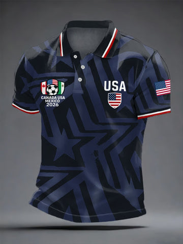 USA FIFA World Cup 2026 Polo Shirt Canada Mexico Host Nations Soccer Fan Apparel Gift