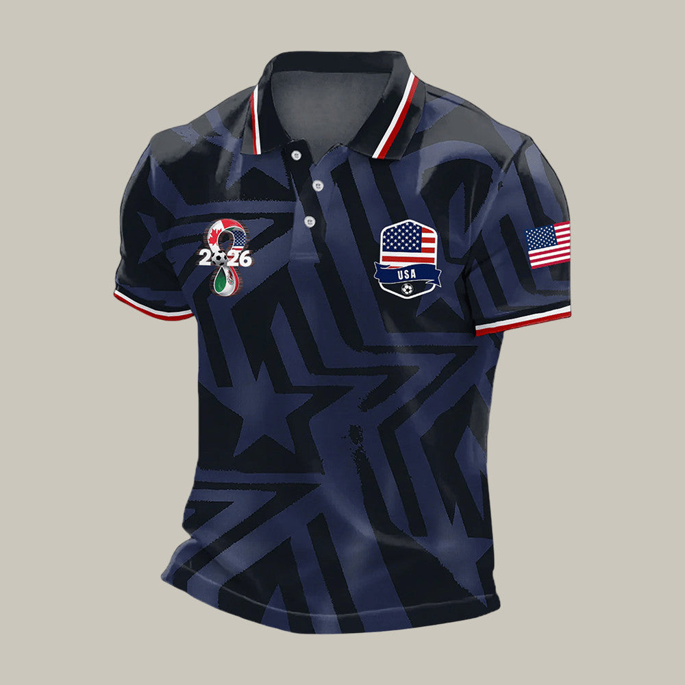 FIFA World Cup 2026 USA Polo Shirt American Flag Game Day Shirt Father's Day Gift