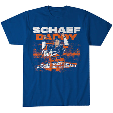 New York Islanders Matthew Schaefer Rookie Defenseman Goal Record T-Shirt