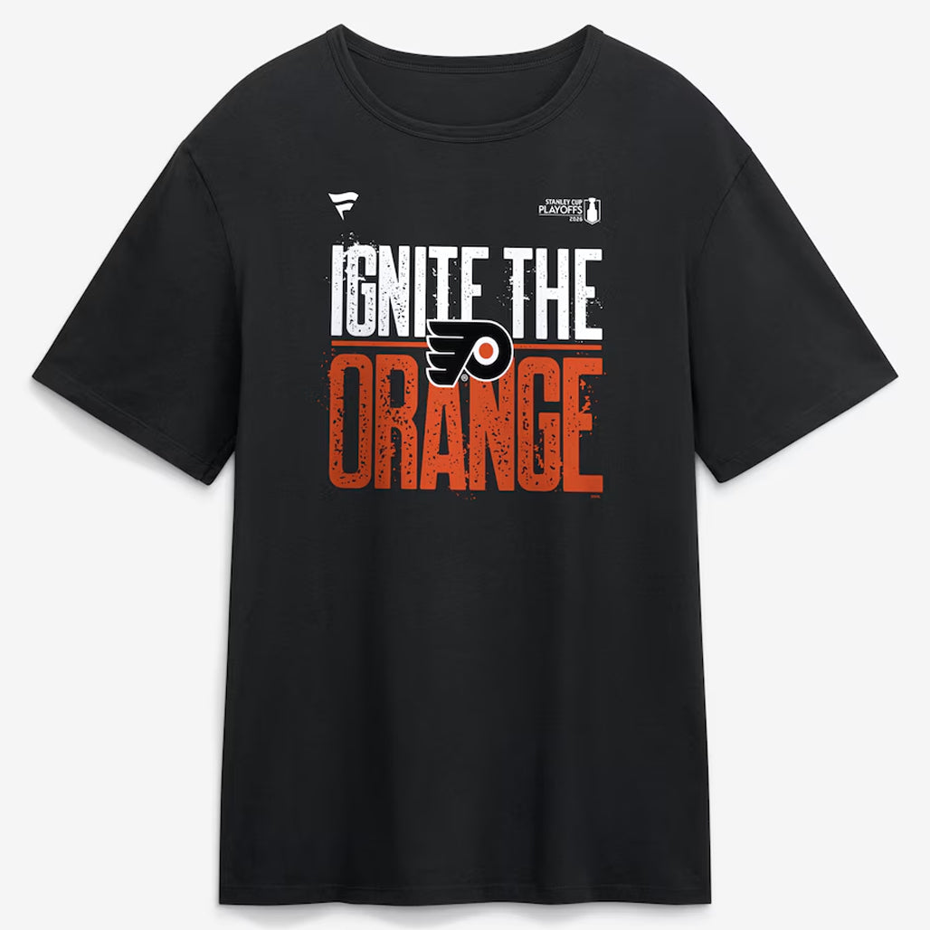 Philadelphia Flyers Black 2026 Stanley Cup Playoffs Slogan Ignite The Orange T-Shirt
