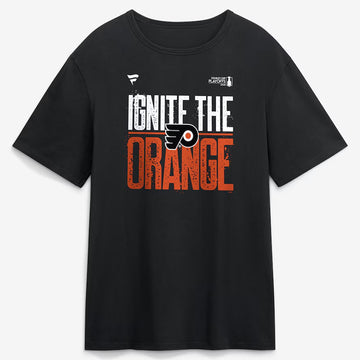 Philadelphia Flyers Black 2026 Stanley Cup Playoffs Slogan Ignite The Orange T-Shirt