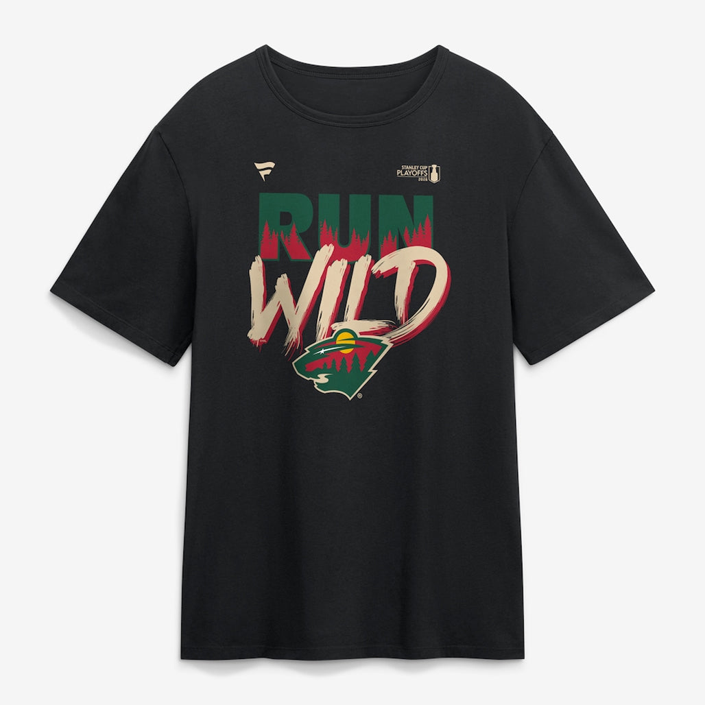 Minnesota Wild Black 2026 Stanley Cup Playoffs Slogan Run Wild T-Shirt