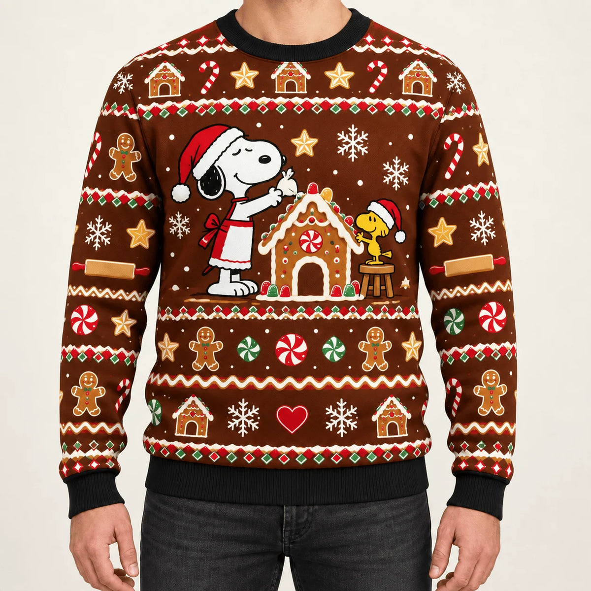 Snoopy Gingerbread Doghouse Bakeoff Ugly Christmas Sweater