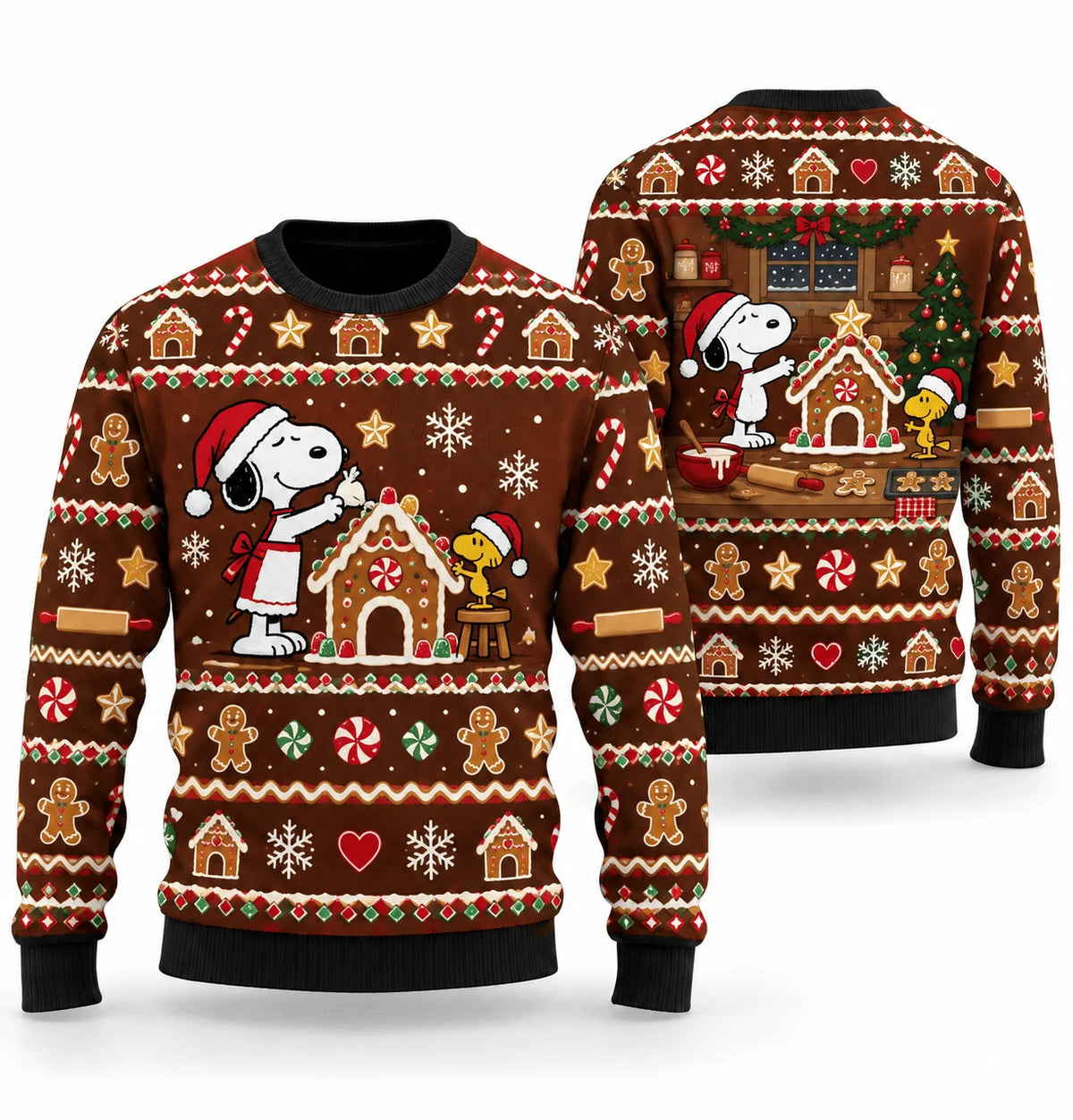 Snoopy Gingerbread Doghouse Bakeoff Ugly Christmas Sweater