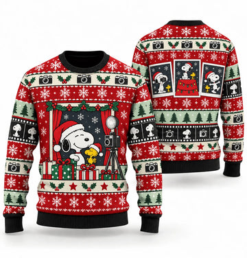 Snoopy Holiday Photo Booth Ugly Christmas Sweater