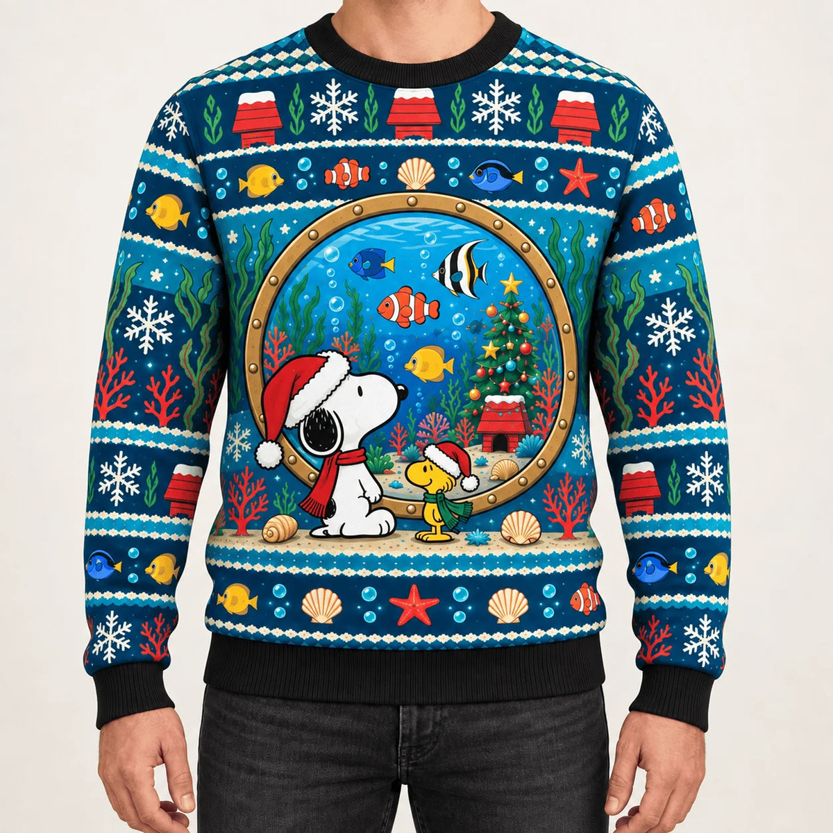 Snoopy Holiday Aquarium Ugly Christmas Sweater