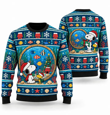 Snoopy Holiday Aquarium Ugly Christmas Sweater