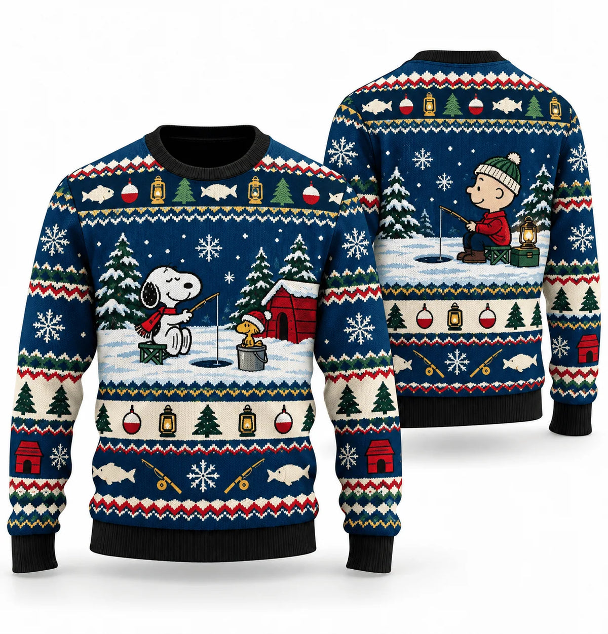 Snoopy Ice Fishing Christmas Ugly Christmas Sweater