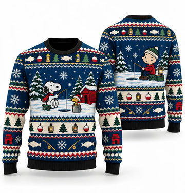 Snoopy Ice Fishing Christmas Ugly Christmas Sweater