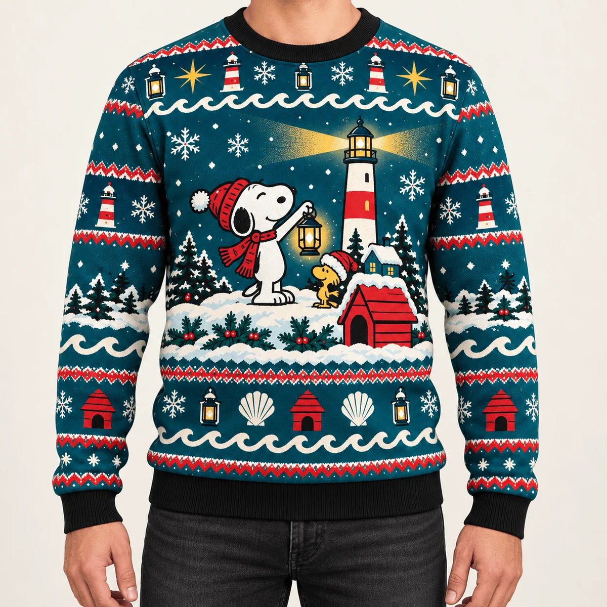 Snoopy Christmas Lighthouse Keeper Ugly Christmas Sweater