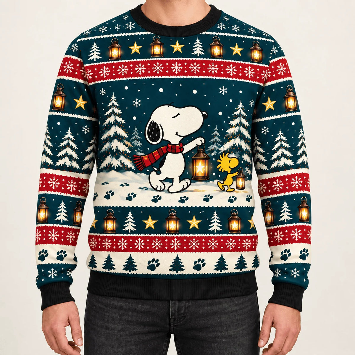 Snoopy Christmas Lantern Walk Ugly Christmas Sweater